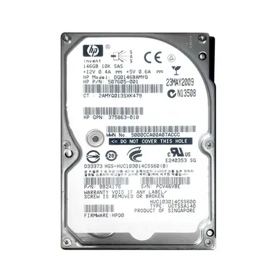 507605-001 HP 146GB 3Gb/s SAS 10000 2.5-inch Hard Drive