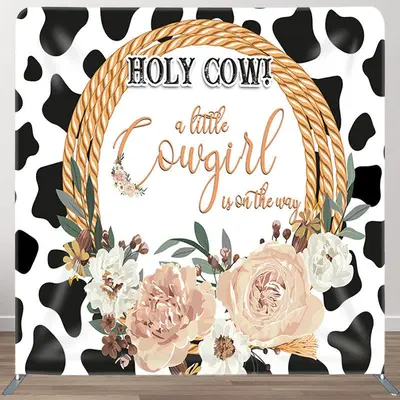 Aperturee A Little Cow Girl Fabric Backdrop Cover for Baby Shower - Aperturee