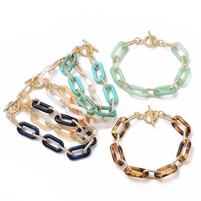 Acrylic & Aluminum Paperclip Chain Bracelets