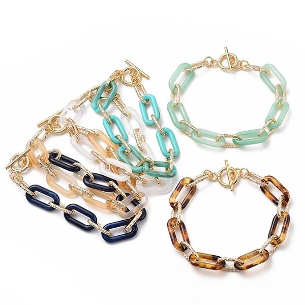 Acrylic & Aluminum Paperclip Chain Bracelets