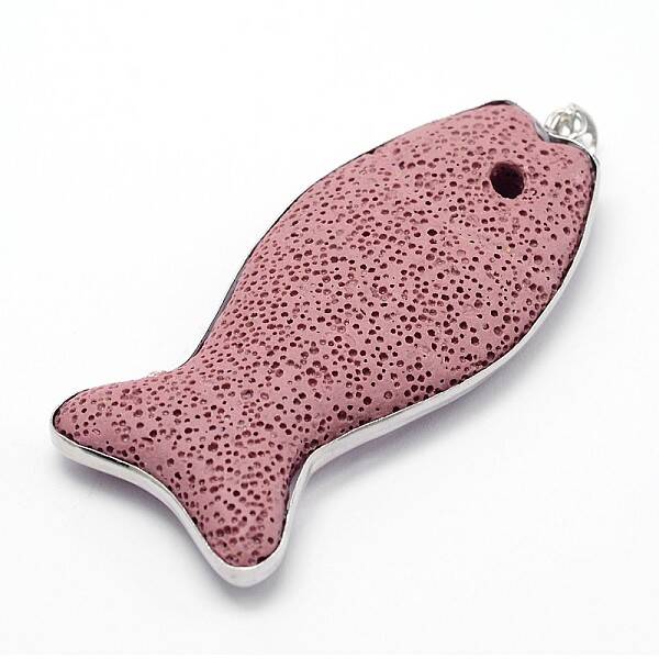 Jesus Fish/Ichtus Synthetic Lava Rock Big Pendants
