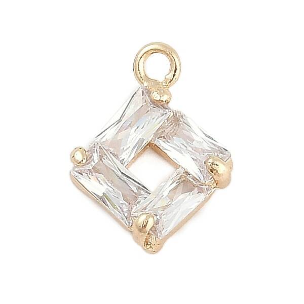 Rack Plating Brass with Cubic Zirconia Pendants