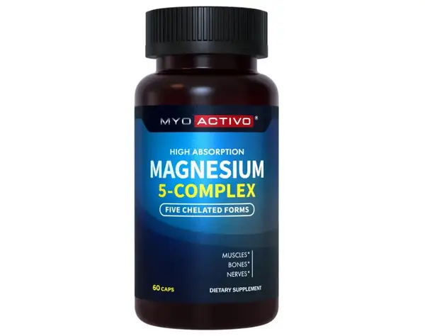 【MyoActivo】Nutrition 5-in-1 Magnesium Complex - High Absorption - Chelated Magnesium Glycinate, Malate, Citrate, Taurate,...