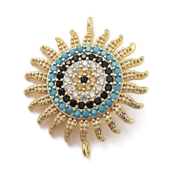 Rack Plating Brass Micro Pave Cubic Zirconia Connector Charms