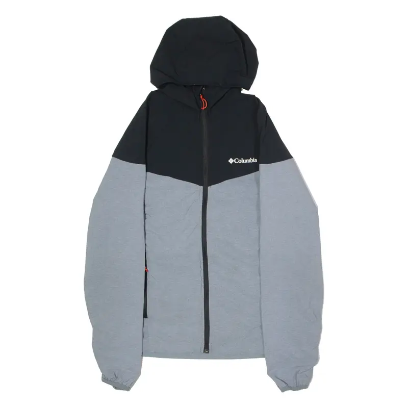 COLUMBIA Mens Rain Jacket Grey Hooded Colourblock M