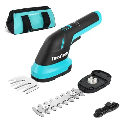 #BacktoSchool DURATECH Cordless Hedge Trimmer, 2-in-1 Handheld Rechargeable Grass Trimmer & Hedge Shears with USB Type-C Cabl...