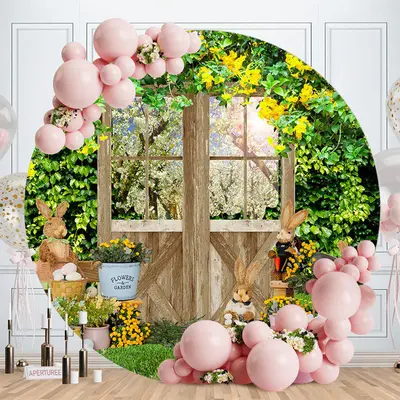 Peter Rabbit Floral Garden Easter Round Backdrop - Aperturee