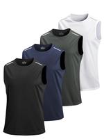 Men's Solid Color Sleeveless Tee, Regular Fit Sporty Breathable Comfortable Tank Top for Gym Workout Running, Casual Men's To...