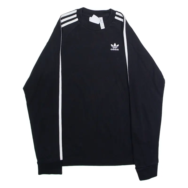 ADIDAS ORIGINALS Mens T-Shirt Black Long Sleeve Crew Neck XS