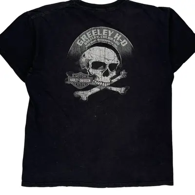 Harley Davidson Graphic T-Shirt - Large Black Cotton