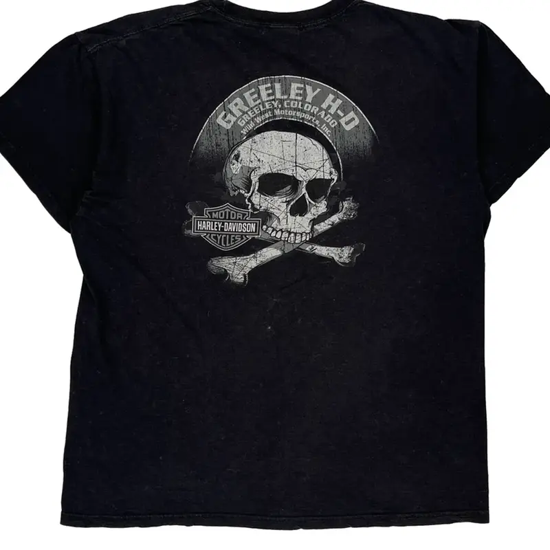 Harley Davidson Graphic T-Shirt - Large Black Cotton