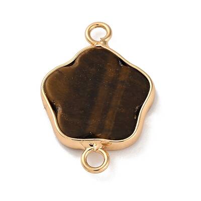 Natural Tiger Eye Flower Connector Charms