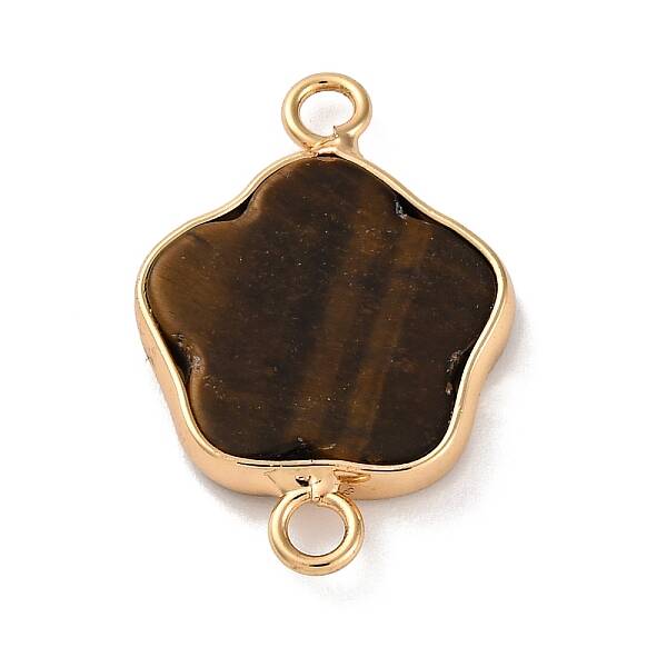 Natural Tiger Eye Flower Connector Charms
