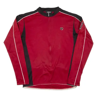 Cycling Mens Jersey Red Long Sleeve 1/2 Zip XL