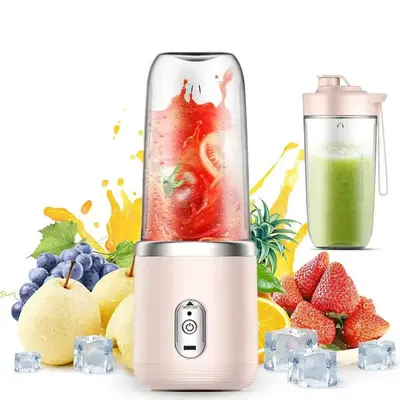 Portable Wireless Automatic Juicer Machine, Electric Juice Maker with Dual Cups and Sports Lid, Ideal for Home Outdoor Campin...