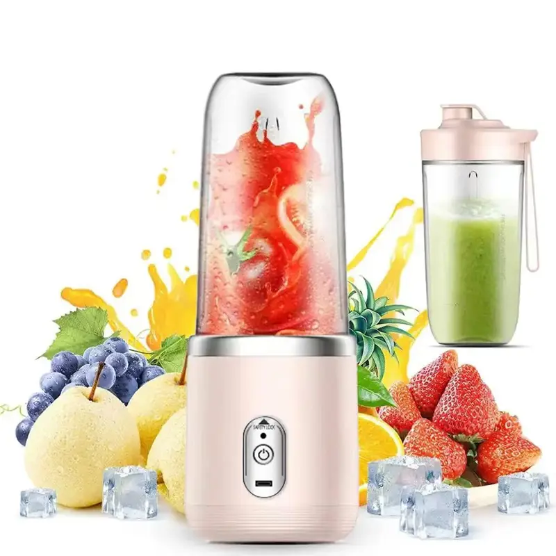 Portable Wireless Automatic Juicer Machine, Electric Juice Maker with Dual Cups and Sports Lid, Ideal for Home Outdoor Campin...