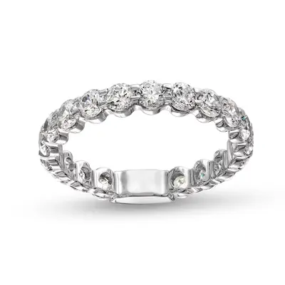 14K White Gold Round Shaped Lab Created Diamond Custom Couple Stackable Ring F Color VS2 Clarity 3EX IGI Certified