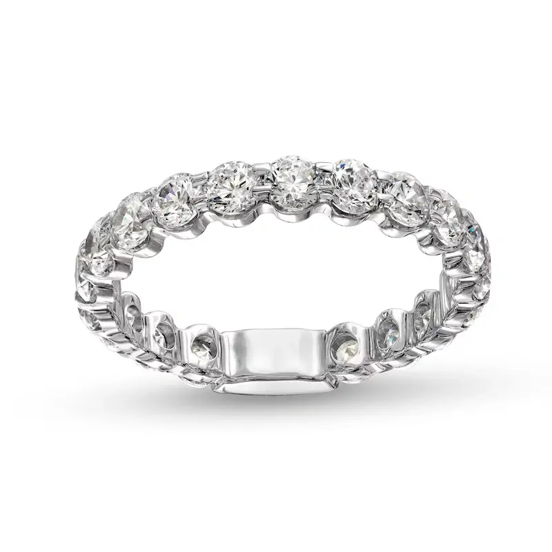 14K White Gold Round Shaped Lab Created Diamond Custom Couple Stackable Ring F Color VS2 Clarity 3EX IGI Certified