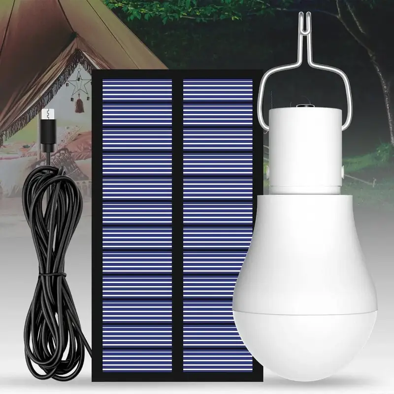 15W Solar Light Bulb, Portable Outdoor Light with Multiple Charging Modes, Long-lasting Emergency Light For Home Outdoor Camp...