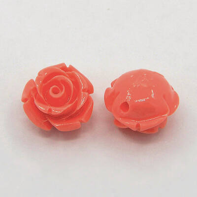 Synthetic Coral 3D Flower Rose Beads