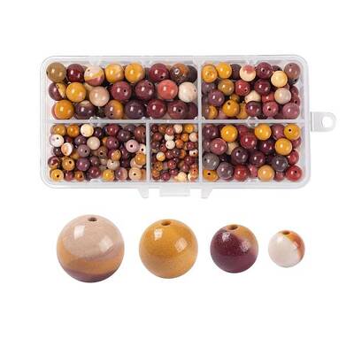 340Pcs 4 Sizes Natural Mookaite Beads