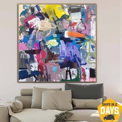 Extra Large Painting on Canvas Purple Wall Art Colorful Artwork Original Oil Painting Contemporary Wall Art Indie Room Decor ...