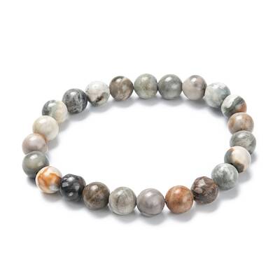 Natural Polychrome Jasper/Picasso Stone/Picasso Jasper Stretch Beaded Bracelets