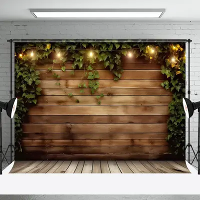 Light Greenery Retro Wooden Wall Backdrop For Photo - Aperturee