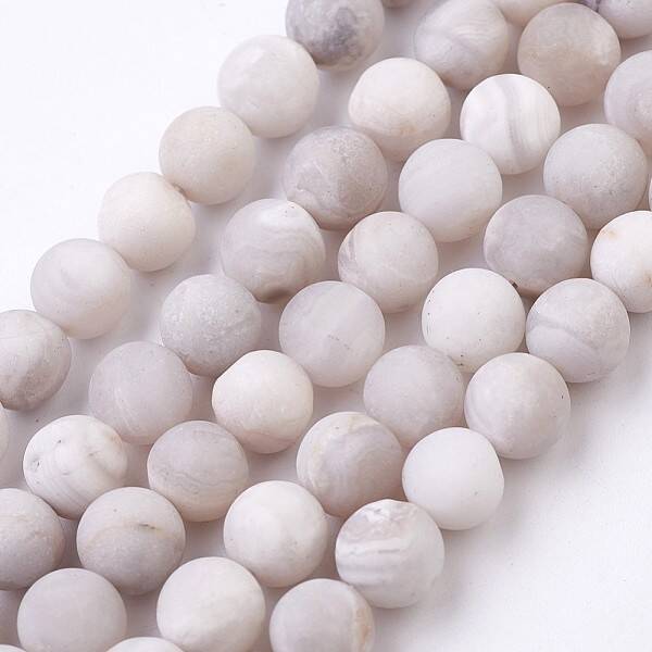 Natural White Agate Bead Strands