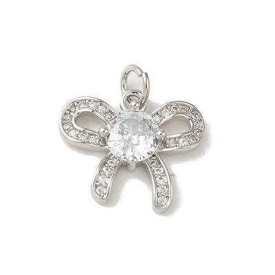Rack Plating Brass Pendant Micro Pave Clear Cubic Zirconia