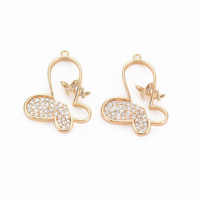 Brass Micro Pave Clear Cubic Zirconia Pendants