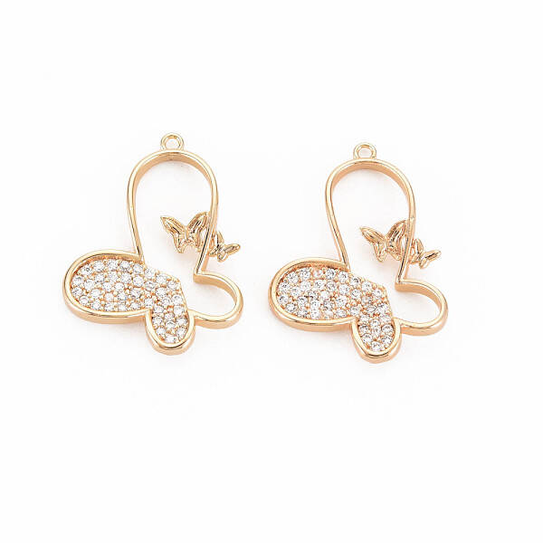 Brass Micro Pave Clear Cubic Zirconia Pendants