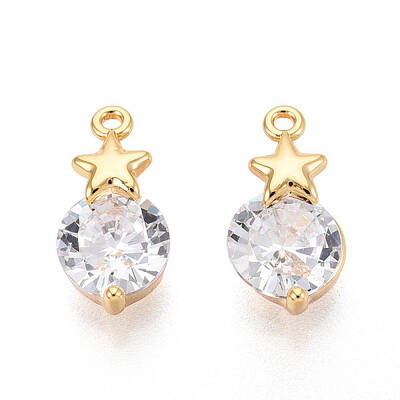 Brass Micro Pave Cubic Zirconia Charms