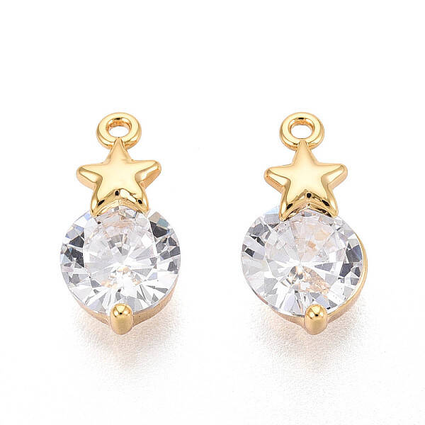 Brass Micro Pave Cubic Zirconia Charms