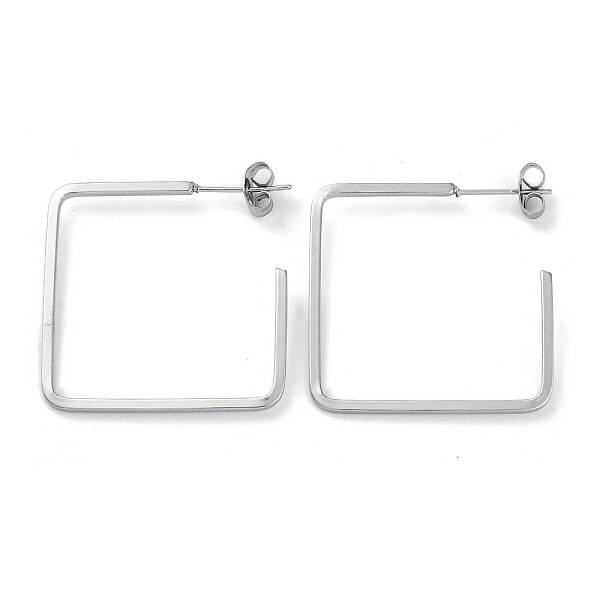 304 Stainless Steel Square Stud Earrings