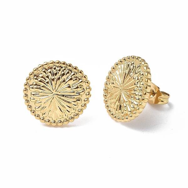 Ion Plating(IP) 304 Stainless Steel Flower Stud Earrings for Women