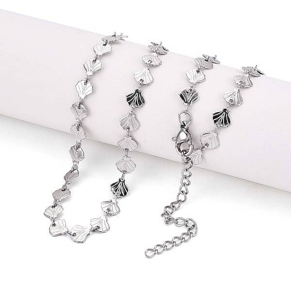 6MM 304 Stainless Steel Shell Shape Link Chain Necklaces