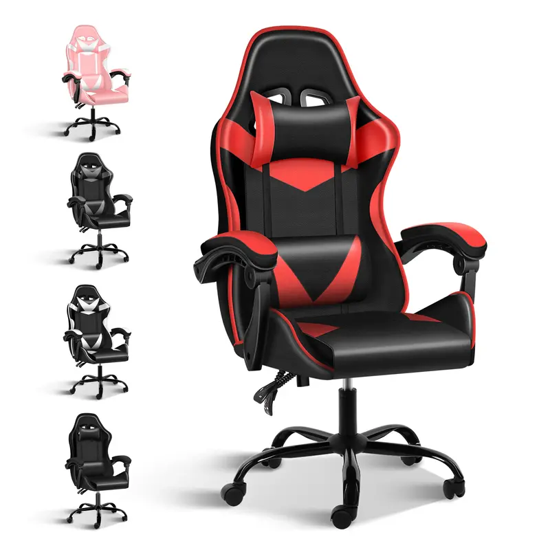 Racing Video Backrest and Seat Height Recliner Gaming Office High Back Computer Ergonomic Adjustable Swivel Chair, Without fo...