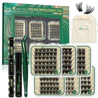 KEYYOU DIY Lash Clusters Kit - Multi-Type Lash Volume Fluffy Eyelash Clusters Waterproof Long-Lasting Lash Extension Kit - Ma...