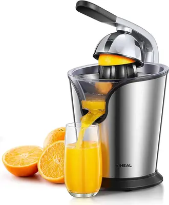 Aiheal Electric Citrus Juicer Squeezer, Oranges Juicer with Rubber Handle and Two Size Cones, 160W Silent Motor Juice Squeeze...
