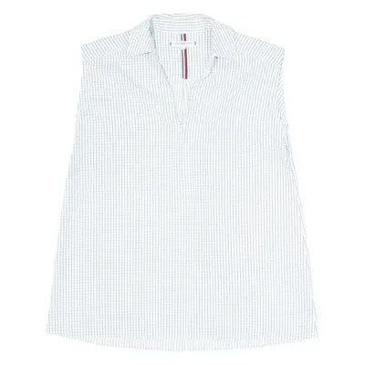 TOMMY HILFIGER Womens Blouse Vest Blue V-Neck Sleeveless Check S