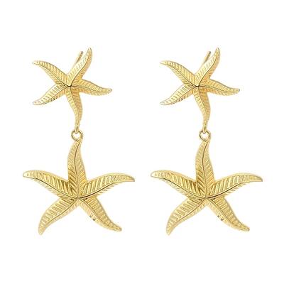Rack Plating Starfish Brass Stud Earrings