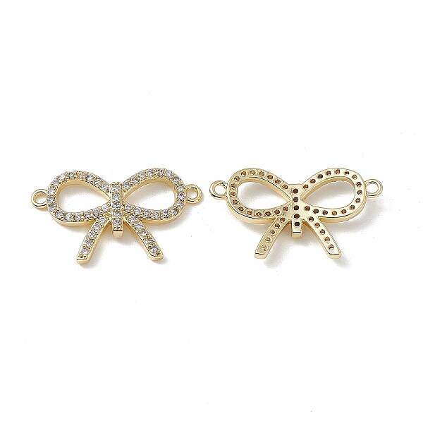 Brass Micro Pave Clear Cubic Zirconia Connector Charms