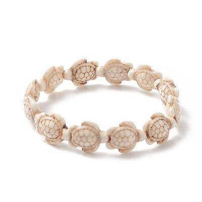 Dyed Synthetic Sea Turtle Beaded Stretch Bracelets for Women
