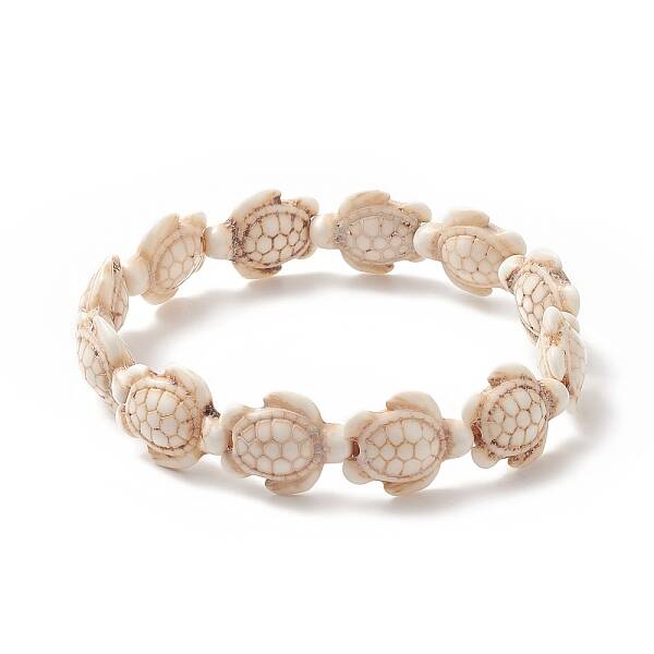 Dyed Synthetic Sea Turtle Beaded Stretch Bracelets for Women