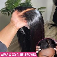 Bling Hair Straight Glueless Wigs Brazilian Pre-Cut 6x4 Lace Closure Remy Human Hair Ready To Wear Wig For Women Pre Plucked