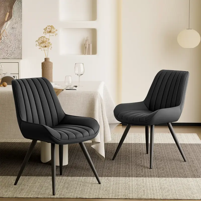 Kerilyn Modern Dining Chairs Comfy Dining Room Chairs with Thick Cushions, Upholstered Fabric Kitchen Side Chairs with Metal ...