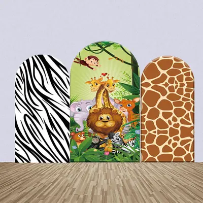 Safari Forest Leopard Zebra Print Arch Backdrop Kit - Aperturee