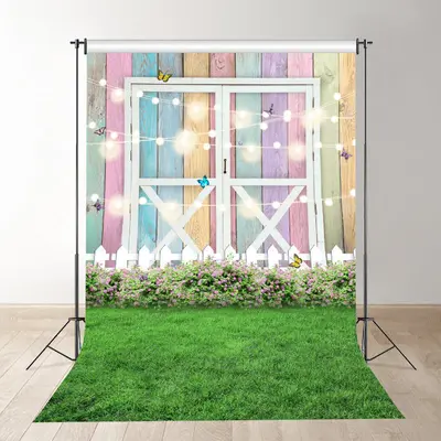 Floral Garden Butterflies Wood Spring Photo Backdrop - Aperturee