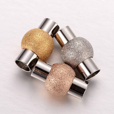 Textured 304 Stainless Steel Column Magnetic Clasps with Glue-in Ends